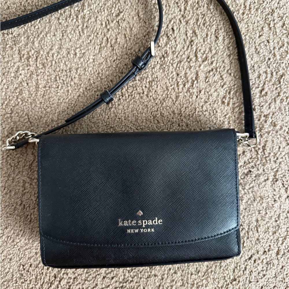 KATE SPADE black leather crossbody bag